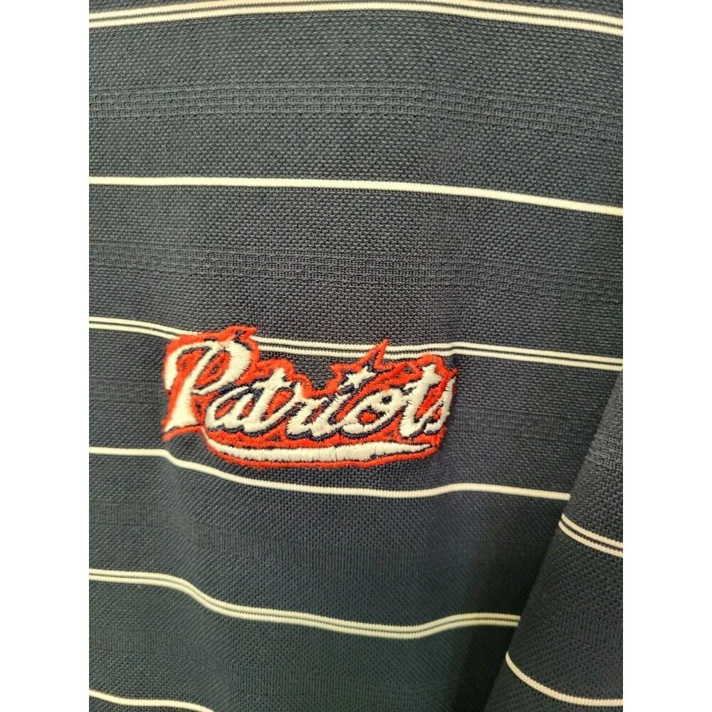 Nike‎ Golf Polo Shirt Mens XL Blue Striped Patriots Embroidered Logo Dri Fit